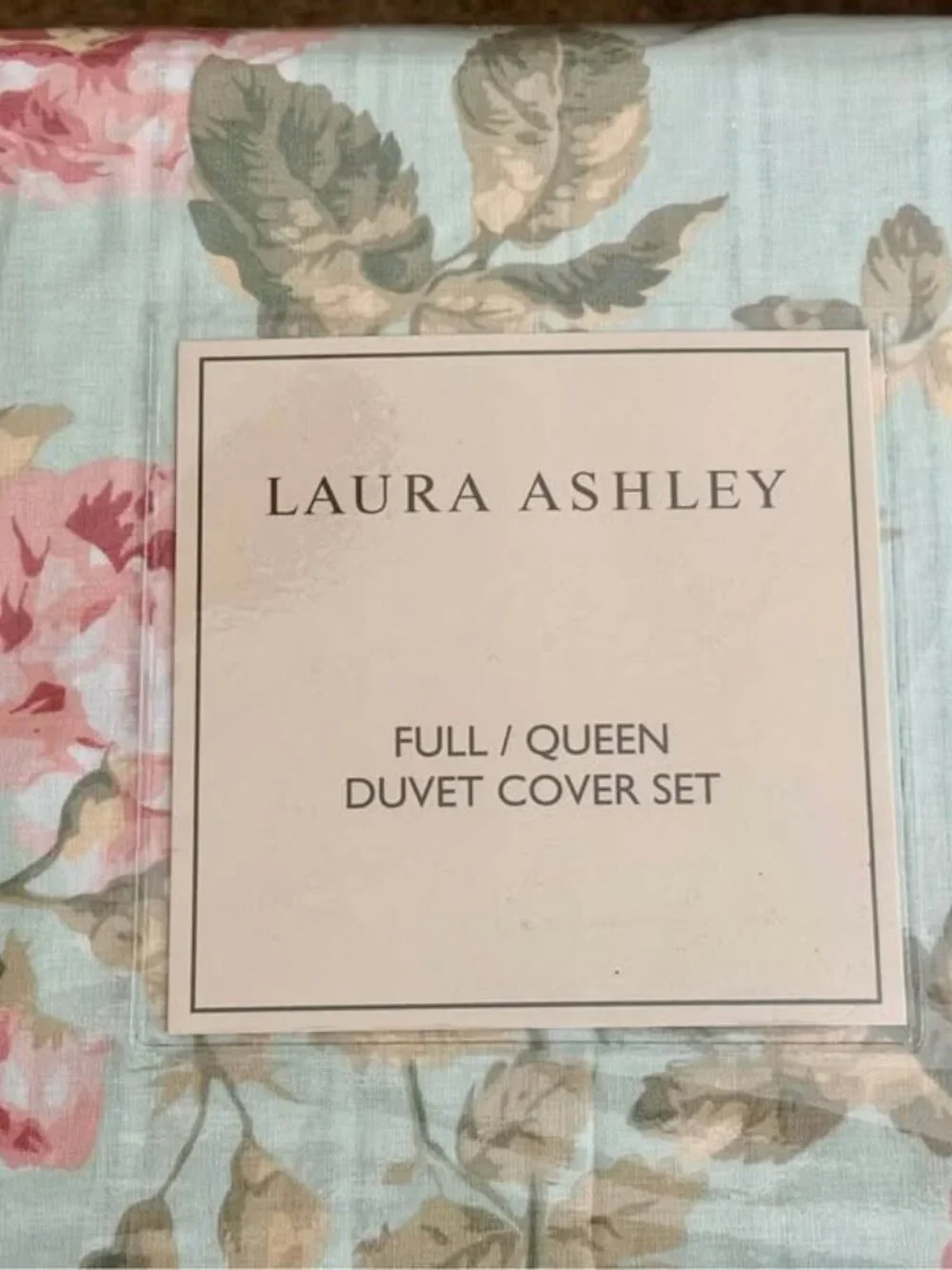 Laura Ashley Queen Blue Duvet Cover Set, Reversible Cotton with Matching Shams